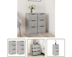 vidaXL Houten Dressoirs - Dressoirs - Dressoirs 2 st 30x30x70 cm bewerkt hout betongrijs - Grijze Dressoirs - Compact Dressoir - Salontafel