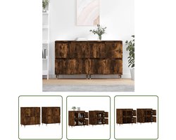 vidaXL Houten Dressoirs - Dressoirs - Dressoirs 2 st bewerkt hout gerookt eikenkleurig - Bruine Dressoirs - Vintage Dressoirs - Opbergkasten