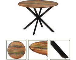 vidaXL Houten Eettafel - Eetkamertafel - Eettafel Ø110x78 cm massief gerecycled hout en staal - Vintage Eettafel - Industrieel Eettafel - Recycled Wood Furniture