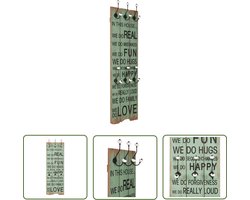 vidaXL Houten Kapstok - Vintage Kapstok - Wandkapstok met 6 haken HAPPY LOVE 120x40 cm - Muurkastje - Entree Organisatie - Kledingopbergers