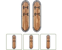 vidaXL Houten Kapstok - Wandkapstok - Wandkapstokken 2 st met 4 haken massief acaciahout - Acacia Hout - Entree Decoratie - Kledingopstelling