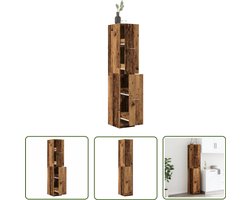 vidaXL Houten Kast - Apotheker Kast - Apothekerskast 30x41x174,5 cm bewerkt hout oud houtkleurig - Opslagkast - Vintage Kast - Boekenkast