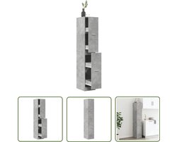 vidaXL Houten Kast - Apothekerkast - Apothekerskast 30x41x174,5 cm bewerkt hout betongrijs - Opslagkast - Boekenkast - Vintage Kast