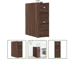 vidaXL Houten Kast - Badkamerkast - Badkamerkast smal met wielen bewerkt hout bruin eikenkleurig - Opbergkast - Kleine Kast - Badkameraccessoires
