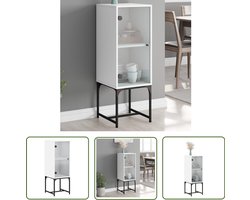 vidaXL Houten Kast - Bijzetkast - Bijzetkast met glazen deur 35x37x100 cm wit - Vitrinekast - Opbergkast - Living Room Furniture