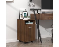 vidaXL Houten Kast - Bijzetkast - Bijzetkast met wielen 33x38x60 cm bewerkt hout bruineikenkleur - Bruin Meubilair - Opslagoplossing - Multifunctioneel Kastje