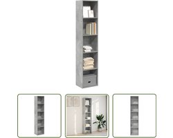 vidaXL Houten Kast - Boekenkast - Boekenkast 40x30x189 cm bewerkt hout betongrijs - Opbergkast - Interieurdecoratie - Livingroom Furniture