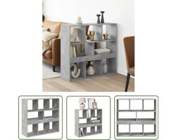 vidaXL Houten Kast - Boekenkasten - Kamerscherm 100x33x94,5 cm bewerkt hout betongrijs - Opbergkast - Kamer Scheidingswand - Betonnen Grijs
