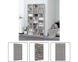 vidaXL Houten Kast - Cd Kast - Cd-kast 102x16x177,5 cm bewerkt hout betongrijs - Media Kast - Opslagkast - Grijze Kast