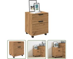 vidaXL Houten Kast - Dossierkast - Dossierkast verrijdbaar 45x38x54 cm hout artisanaal eikenkleur - Opbergkast - Buro Kast - Kunststof Kast