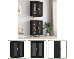 vidaXL Houten Kast - Hangkast - Hangkast 69,5x34x90 cm zwart - Zwarte Kast - Opbergkast - Wandkast