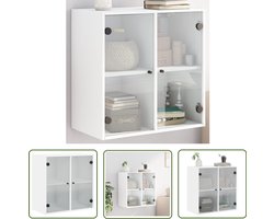 vidaXL Houten Kast - Hangkast - Wandkast met glazen deuren 68x37x68,5 cm wit - Wit Kast - Opbergkast - Wanddecoratie