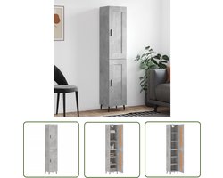 vidaXL Houten Kast - Hoge Kast - Hoge kast 34,5x34x180 cm bewerkt hout betongrijs - Grijze Kast - Opslagkast - Dressoir