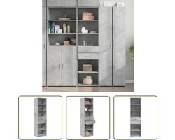 vidaXL Houten Kast - Hoge Kast - Hoge kast 50x42,5x185 cm bewerkt hout betongrijs - Grijze Kast - Opslagkast - Woonaccessoires
