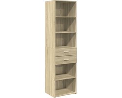 vidaXL Houten Kast - Hoge Kast - Hoge kast 50x42,5x185 cm bewerkt hout sonoma eikenkleurig - Sonoma Eiken - Opbergkast - Woonaccessoires