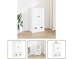vidaXL Houten Kast - Hoge Kast - Hoge kast 60x35,5x103,5 cm bewerkt hout wit - Wit Kast - Opbergkast - Living Room Furniture