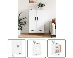vidaXL Houten Kast - Hoge Kast - Hoge kast 69,5x31x115 cm bewerkt hout wit - Wit Kast - Opslagkast - Livingroom Furniture