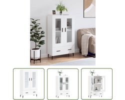 vidaXL Houten Kast - Hoge Kast - Hoge kast 69,5x31x115 cm bewerkt hout wit - Wit Kast - Opslagoplossing - Livingroom Furniture
