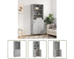 vidaXL Houten Kast - Hoge Kast - Hoge kast 69,5x34x180 cm bewerkt hout betongrijs - Grijze Kast - Opslagkast - Woonkamermeubilair