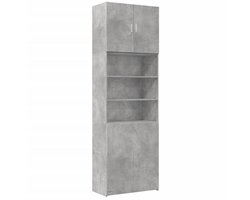vidaXL Houten Kast - Hoge Kast - Hoge kast 80x42,5x249 cm bewerkt hout betongrijs - Grijze Kast - Opslagkast - Kledingkast