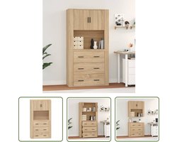vidaXL Houten Kast - Hoge Kast - Hoge kast bewerkt hout sonoma eikenkleurig - Sonoma Eiken - Opbergkast - Dressoir
