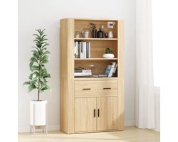 vidaXL Houten Kast - Hoge Kast - Hoge kast bewerkt hout sonoma eikenkleurig - Sonoma Eiken - Opbergkast - Salontafel