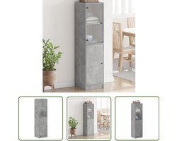 vidaXL Houten Kast - Hoge Kast - Hoge kast met glazen deur 35x37x142 cm betongrijs - Opbergkast - Glazen Deur - Betonnen Grijs