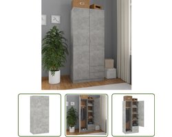 vidaXL Houten Kast - Kledingkast - Kledingkast 80x52x180 cm bewerkt hout betongrijs - Grijze Kast - Compact Meubel - Bergruimte