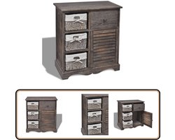 vidaXL Houten Kast met 3 Manden - Bruin Kasten - Houtsoort - Meubilair - Opslagruimte - Woonaccessoires