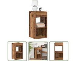 vidaXL Houten Kast - Nachtkastje - Nachtkastje met lade 35x34x66,5 cm oud houtkleurig - Slaapkamers - Opbergkast - Bureaulamp