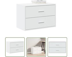 vidaXL Houten Kast - Opbergkast - Kast met 2 lades 60x31x40 cm bewerkt hout wit - Witte Kast - Kast Met Lades - Stapelbare Kast