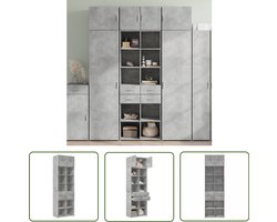 vidaXL Houten Kast - Opslagkast - Opbergkast 70x42,5x225 cm bewerkt hout betongrijs - Betonnen Kast - Opbergruimte - Bibliotheekkast