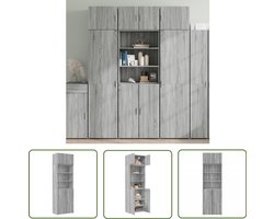 vidaXL Houten Kast - Opslagkast - Opbergkast 70x42,5x225 cm bewerkt hout grijs sonoma eikenkleur - Grijze Kast - Eikenvlek - Opbergruimte