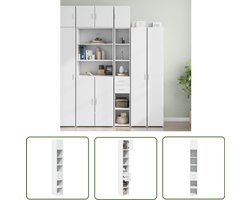 vidaXL Houten Kast - Opslagkast - Opbergkast smal 30x42,5x225 cm bewerkt hout wit - Smalle Kast - Opberger - Bergruimte
