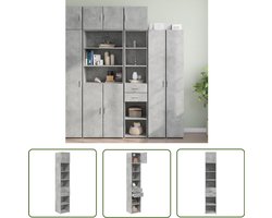 vidaXL Houten Kast - Opslagkast - Opbergkast smal 40x42,5x225 cm bewerkt hout betongrijs - Slimme Opbergoplossingen - Betonnen Grijze Kast - Opberger