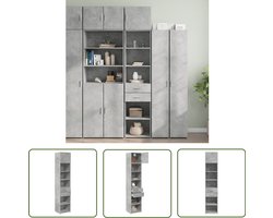 vidaXL Houten Kast - Opslagkast - Opbergkast smal 45x42,5x225 cm bewerkt hout betongrijs - Betonnen Kast - Slimme Opbergoplossingen - Opbergruimte
