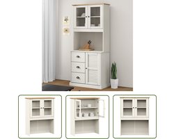 vidaXL Houten Kast - Opzetkast - Opzetkast VIGO 78x30x100 cm massief grenenhout wit - Grenoblenhout - Opbergkast - Vintage Kast