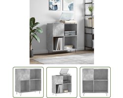vidaXL Houten Kast - Platenkast - Platenkast 84,5x38x89 cm bewerkt hout betongrijs - Grijze Kast - Vintage Kast - Mediakas