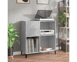 vidaXL Houten Kast - Platenkast - Platenkast 84,5x38x89 cm bewerkt hout betongrijs - Vintage Kast - Mediakas - Opslagkast