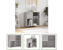 vidaXL Houten Kast - Platenkast - Platenkast 84,5x38x89 cm bewerkt hout grijs sonoma eikenkleurig - Grijze Kast - Media Kast - Vinyl Kast