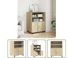 vidaXL Houten Kast - Rolkast - Rolkast 60x48x81 cm bewerkt hout sonoma eikenkleurig - Opbergkast - Kasten - Woonaccessoires