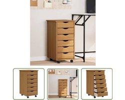 vidaXL Houten Kast - Verrijdbare Ladekast - Ladekast MOSS verrijdbaar massief grenenhout honingbruin - Opbergkast - Buro Accessoires - Ladekast Met Wielen