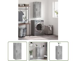 vidaXL Houten Kast - Wandkast - Wandkast 34,5x34x90 cm bewerkt hout betongrijs - Grijze Kast - Opbergkast - Badkamerkast