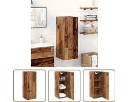 vidaXL Houten Kast - Wandkast - Wandkast 34,5x34x90 cm bewerkt hout oud houtkleur - Opslagoplossing - Decoratie - Vintage Style