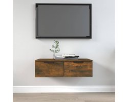 vidaXL Houten Kast - Wandkast - Wandkast 68x30x20 cm bewerkt hout gerookt eikenkleurig - Bruine Kast - Vintage Kast - Bergruimte