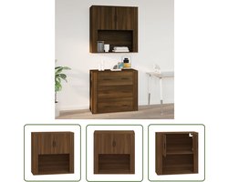 vidaXL Houten Kast - Wandkast - Wandkast 80x33x80 cm bewerkt hout bruin eikenkleur - Bruine Kast - Opbergkast - Badkamerkast
