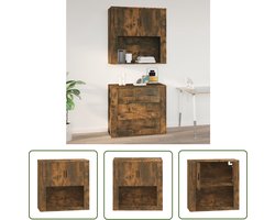 vidaXL Houten Kast - Wandkast - Wandkast 80x33x80 cm bewerkt hout gerookt eikenkleurig - Bruine Kast - Vintage Kast - Industriële Kast