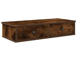 vidaXL Houten Kast - Wandrek - Wandschap met lades 80x31x17 cm bewerkt hout gerookt eikenkleur - Bergruimte - Opslagoplossing - Woonaccessoires