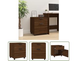 vidaXL Houten Kasten - Dossierkast - Dossierkast verrijdbaar 45x38x54 cm bewerkt hout bruineiken - Opbergkasten - Bureaublad Accessoires - Bruin Meubilair