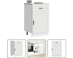 vidaXL Houten Keukenkasten - Keukenkasten - Keuken onderkast Porto bewerkt hout wit - Witte Keukenkasten - Onderkasten - Keukenopbergruimte